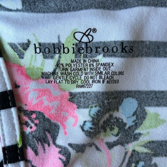 Bobbie Brooks Women's M Sleeveless Striped Floral Knee Length Dress - Picture 2 of 5